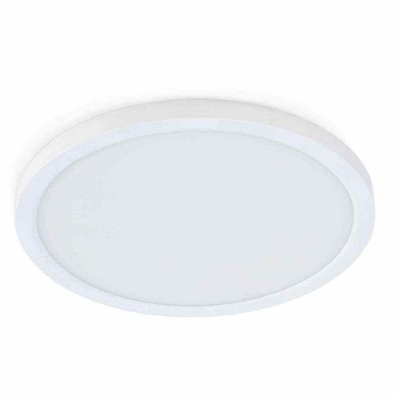 Photo 1 of 10.5-Watt Integrated LED Flush Mount 7.5 in. White Round Dimmable Flat Panel Ceiling with Color Change 5CCT