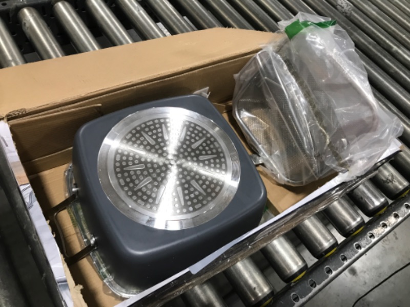 Photo 1 of Gotham Steel Nonstick Square Deep Frying Pan, 9.5” Large Cooking Pan with Ceramic Nonstick Coating, 4 Pc Titanium Ceramic with Lid, Basket & Steamer Tray, Dishwasher Safe