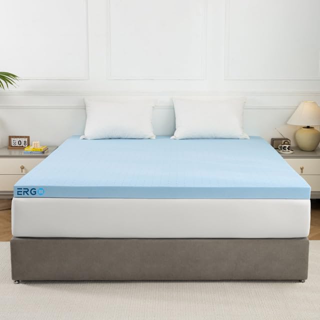 Photo 1 of Ergo, 3 Inch Cooling Mattress Topper CALIFORNIA KING, High Density Foam, Firm Mattress Topper, Relieves Back Pain, Ventilation Holes, Cooling Beads, Memory Foam Mattress Topper, Mattress Topper CALIFORNIA KING 3 Inch