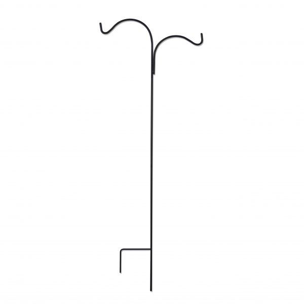 Photo 1 of  Double Sided Shepherd Hook 65 Inch Heavy Duty 1/2 inch Thick Steel With Two Hooks, Two Sided Shepherd’s Hook, Black Two-Sided Basket Hanger Bird Feeder & Lantern Pole