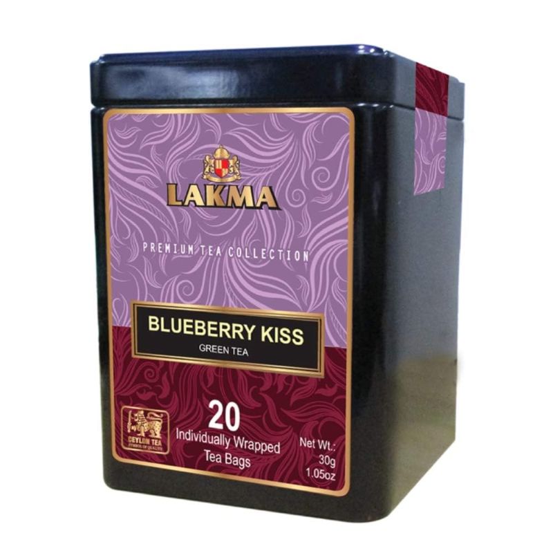 Photo 1 of  Lakma Green Tea with Blueberry & Acai Berry - 20 Tea Bags - Premium Collection in Metal Gift Tin, BEST BY 10 2024