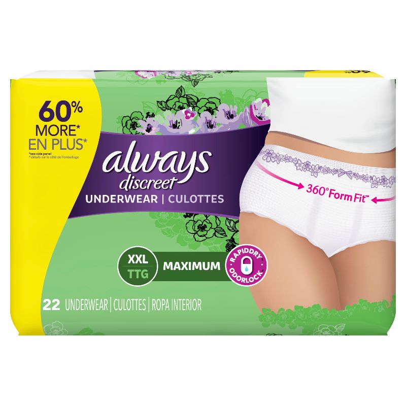 Photo 1 of  Always Discreet Adult Incontinence Underwear for Women Size XXL 22 CT 