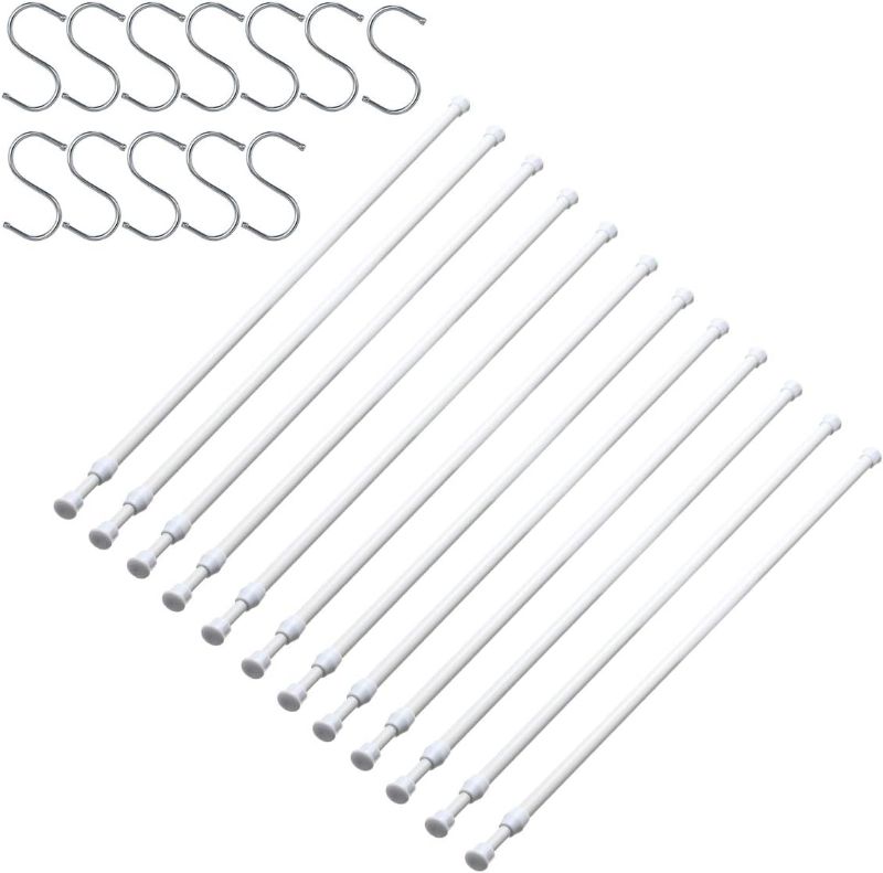 Photo 1 of 12 Pack Tension Rods for Windows 28 to 48 Inch Spring Tension Rod Adjustable Metal No Drill Curtain Rod for Windows, Shower, Door, Kitchen (White, 12 Pack) 