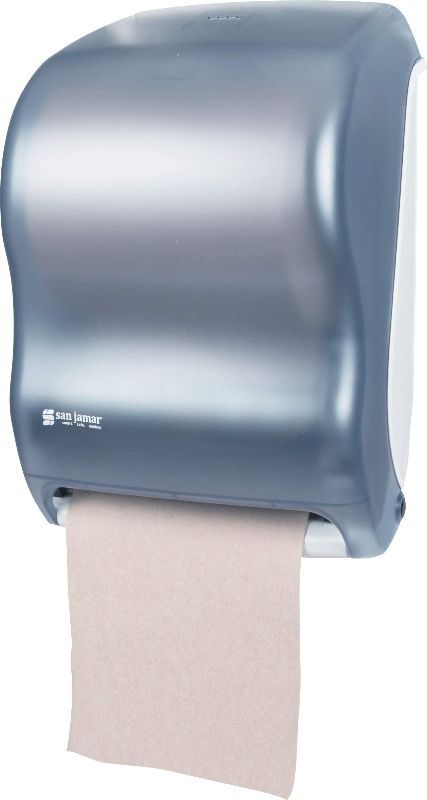 Photo 1 of  San Jamar Tear-N-Dry Classic Paper Towel Dispenser Dispenses Universal Paper Rolls with Touchless Dispensing for Bathroom, Kitchens, Restaurants, and Cafeterias, Plastic, Arctic Blue 