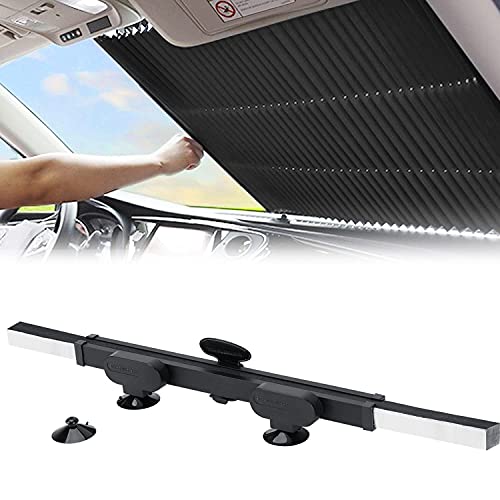 Photo 1 of Retractable Windshield Sun Shade for Car, Large Sun Visor Protector Blocks 99% UV Rays to Keep Your Vehicle Cool, Auto Sunshade Fits Front Window of Various Models with Suction Cups 2021 New