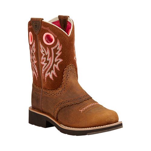 Photo 1 of  Ariat Kids Fatbaby Cowgirl (Toddler/Little Kid/Big Kid) (Powder Brown/Western Brown) Girl's Shoes SIZE 3.5 US