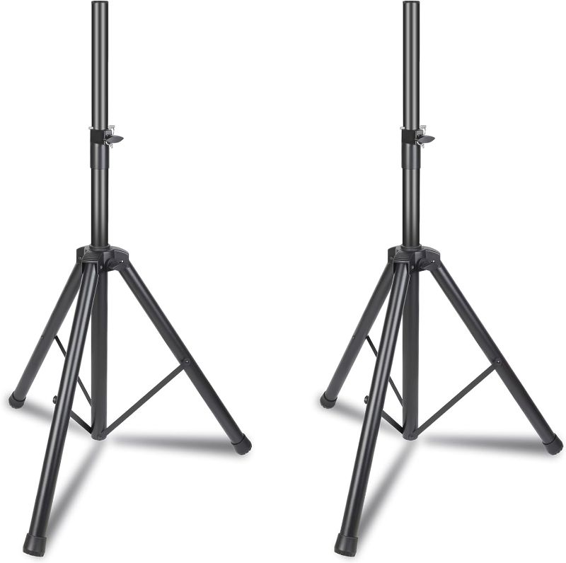 Photo 1 of GZGDLJQ Speaker Stands Pair Heavy Duty Speaker Tripod Stand Adjustable Height from 35 to 60 Inch Universal Speaker Stand 35 MM Compatible Insert on Stage Speaker Stands 