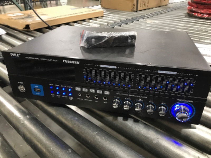Photo 1 of  Pyle 6-Channel Bluetooth Hybrid Home Amplifier - 2000W Audio Rack Mount Stereo Power Amplifier Receiver w/ Radio, USB/AUX/RCA/MIC, HD/Optical/Coax, AC-3, DVD Inputs, Dual 10 Band EQ - PT6060CHAE 
