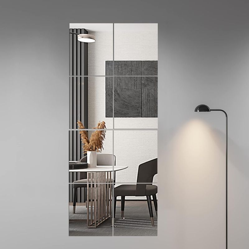 Photo 1 of  Delma Full Body Length Mirror Tiles Wall Mounted, 14'' x 12'' For Bedroom, Home Gym, Door (Glass - Frameless - 8PCS) 