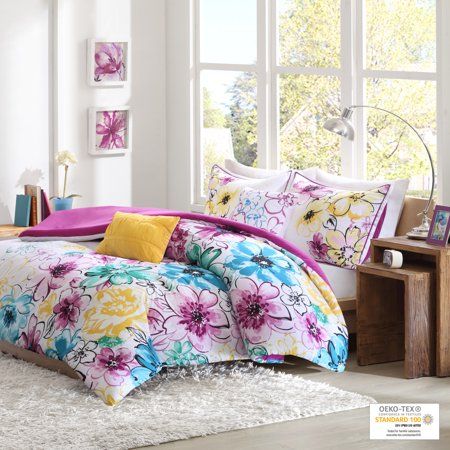 Photo 1 of  Ashley 5-Piece Blue Microfiber King/Cal King Floral Cottage Comforter Set 