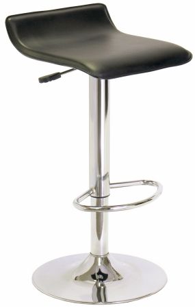 Photo 1 of  Single Airlift Swivel Adjustable Height Barstool with Black Faux Leather Seat Black/Metal - Winsome 