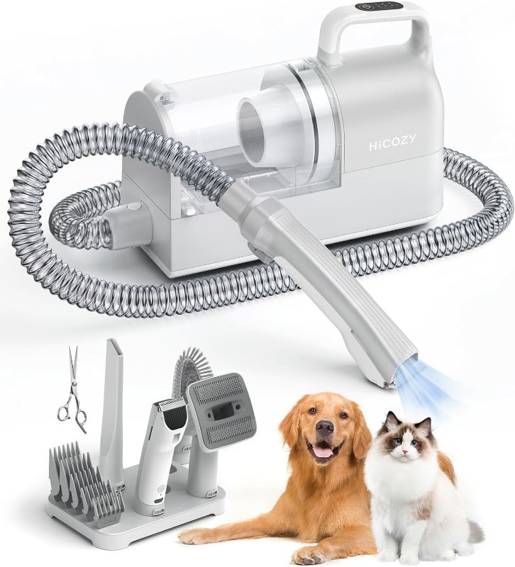 Photo 1 of  S1+ Dog Grooming Kits, Minimum 50dB Pet Friendly Vacuum Machine, 12Kpa/120V Pet Grooming Vacuum for Dogs with 2L Dust Cup, 6 Professional Pet Grooming Kit for Dogs Cats, Gray 