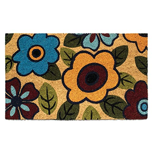 Photo 1 of  NoTrax, Retro Flower, Vinyl-Backed Natural Coir Doormat, Entry Mat for Indoor or Outdoor Use, 18"x30", C12 (C12S1830RF) 