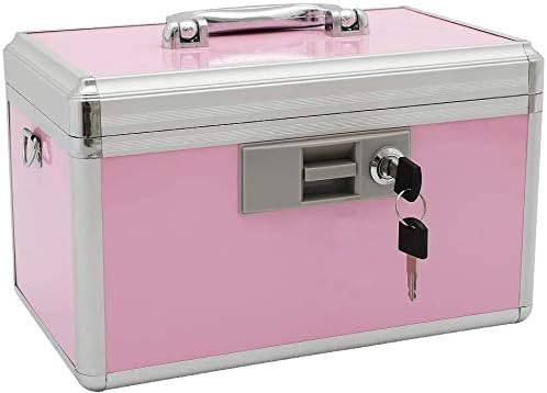 Photo 1 of  Medicine Box, First Aid Safe Medication Storage Box,Layered Aluminum Daily Medicine Cabinet,10.2" x 6.2" x 7.7", Pink 