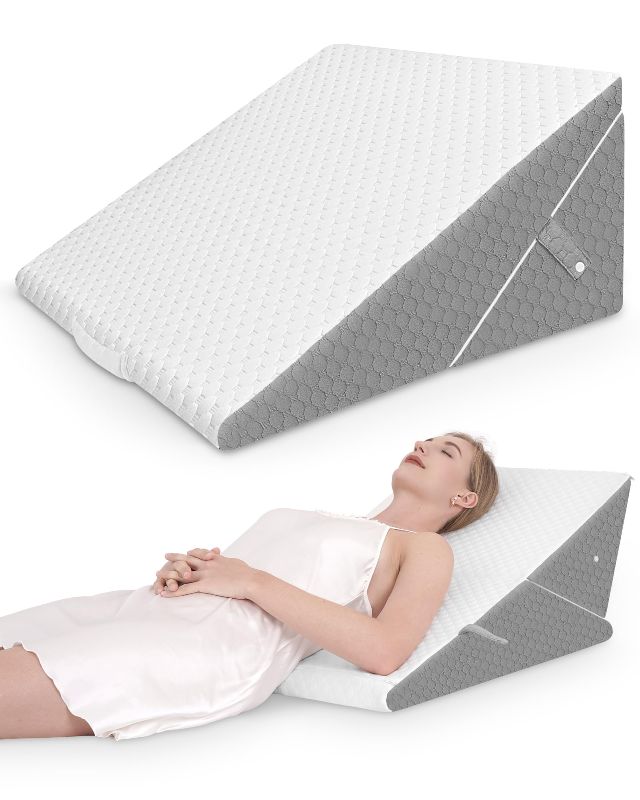 Photo 1 of  Forias Wedge Pillow for Sleeping 7-in-1 Foldable Bed Wedge Pillow for After Surgery 9 &12 Inch Adjustable Memory Foam Triangle Pillow Wedge for Acid Reflux Gerd Snoring Back Knee Pain 