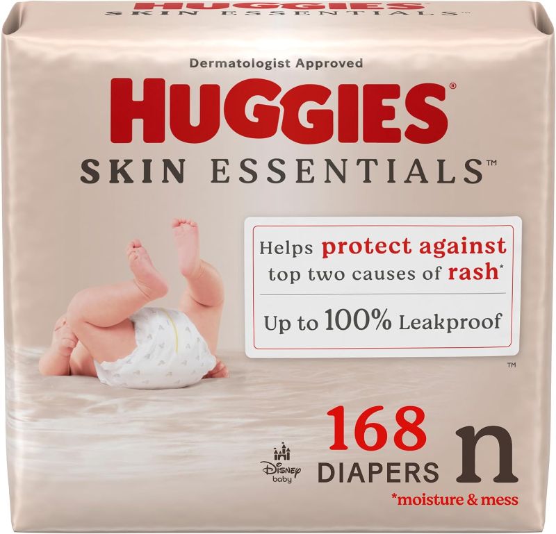 Photo 1 of  Huggies Size Newborn Diapers, Skin Essentials Baby Diapers, Size Newborn (6-9 lbs), 168 Count 