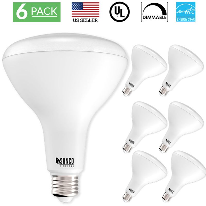 Photo 1 of Sunco Lighting 6 Pack BR40 LED Bulb 17W=100W Dimmable 4000K Cool White 1400 LM E26 Base Indoor Flood Light for Cans - UL & Energy Star
