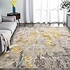 Photo 1 of Washable Rug, Ultra Soft Area Rug 8x10, Non Slip Abstract Rug Foldable, Stain Resistant Rugs for Living Room Bedroom, Modern Fuzzy Rug (Grey/Gold/Navy, 8'x10')
