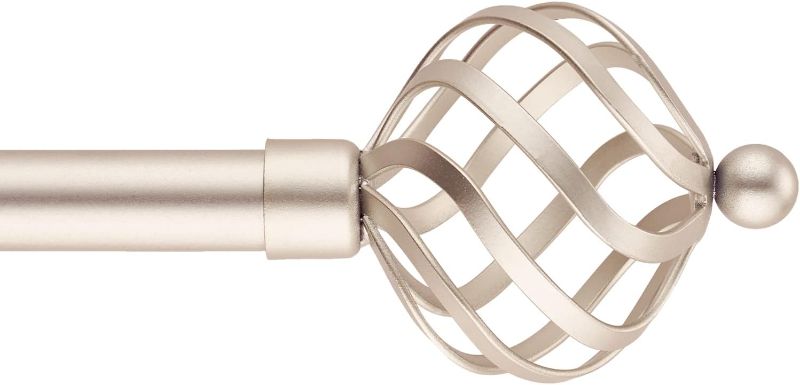 Photo 1 of 3/4 Inch Diameter Round Twisted Cage Finials Window Curtain Rod, 66-120 Inches, nickel