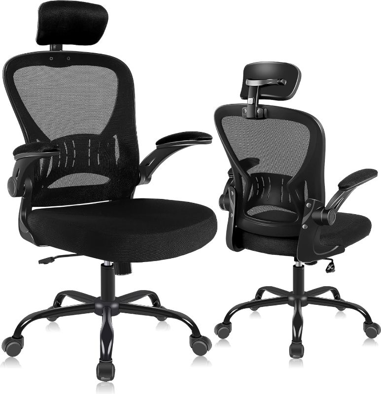 Photo 1 of Ergonomic Office Chair - Mesh Office Chair High Back, Rolling Desk Chair, Executive Swivel Chair, Computer Chair with 3D Adjustable Armrest, 3D Lumbar Support, Blade Wheels, Adjustable Headrest