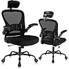 Photo 1 of Ergonomic Office Chair, High Back Mesh Desk Chair with Lumbar Support and Adjustable Headrest, Computer Task Chair with Flip-up Armrests, Swivel Executive Chairs for Home Office (Black)