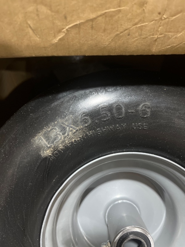 Photo 1 of 13x6.50-6 Flat Free Lawn Mower Tire and Wheel, Solid Smooth Zero Turn Mower Front Tire Assembly, with 3/4" & 5/8" Bearing, 4"-6.5" Centered Hub, Compatible with Lawnmower Garden Tractor(2 PCS)
