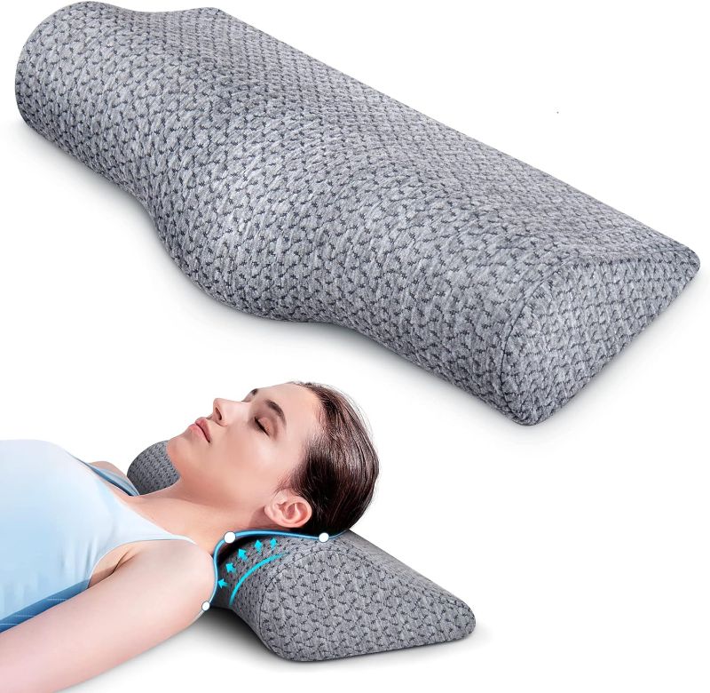 Photo 1 of Cervical Neck Pillows for Pain Relief Sleeping, High-Density Memory Foam Pillow Neck For Bolster Support and Shoulder Relaxer, Decompression Devices Orthopedic Roll Pillow for Bed Office
