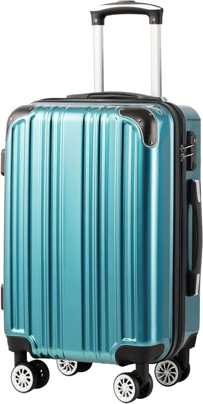 Photo 1 of  Coolife Luggage Suitcase PC+ABS Spinner 24in Carry on (green, M(24in)) 