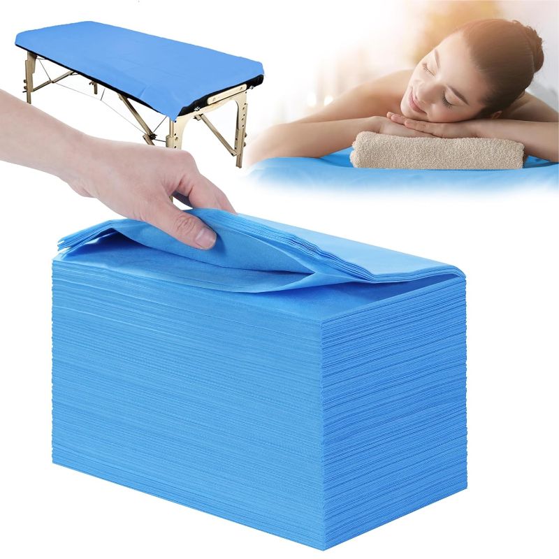 Photo 1 of  31" x 71" Disposable Bed Sheets for Massage Table Waterproof Massage Table Sheet Soft Non Woven Fabric SPA Bed Cover Breathable for Massage Beauty Tattoos 100PCS (Blue) 