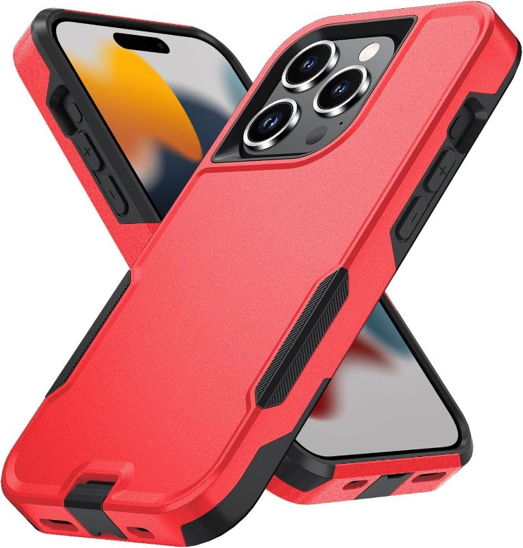 Photo 1 of for iPhone 15 Pro Max Case [Shockproof] [Dropproof],Pocket-Friendly, with Port Protection,Heavy Duty Protection Phone Case Cover for Apple iPhone 15 Pro Max 6.7 inch (red/Black)
