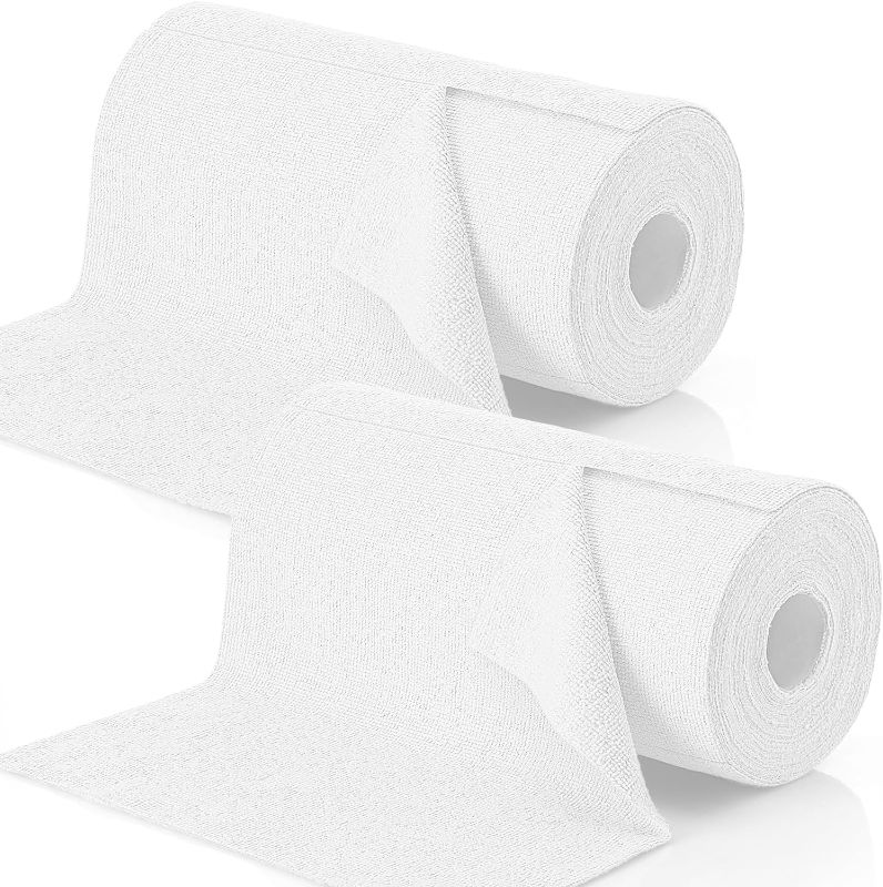 Photo 1 of Fumete Reusable Microfiber Cleaning Cloths Roll Washable Tear Away Microfiber Towels for Cars 12" x 12" Cleaning Wipe Rags for Home House Kitchen Garage All Purpose(White, 2 Roll)

