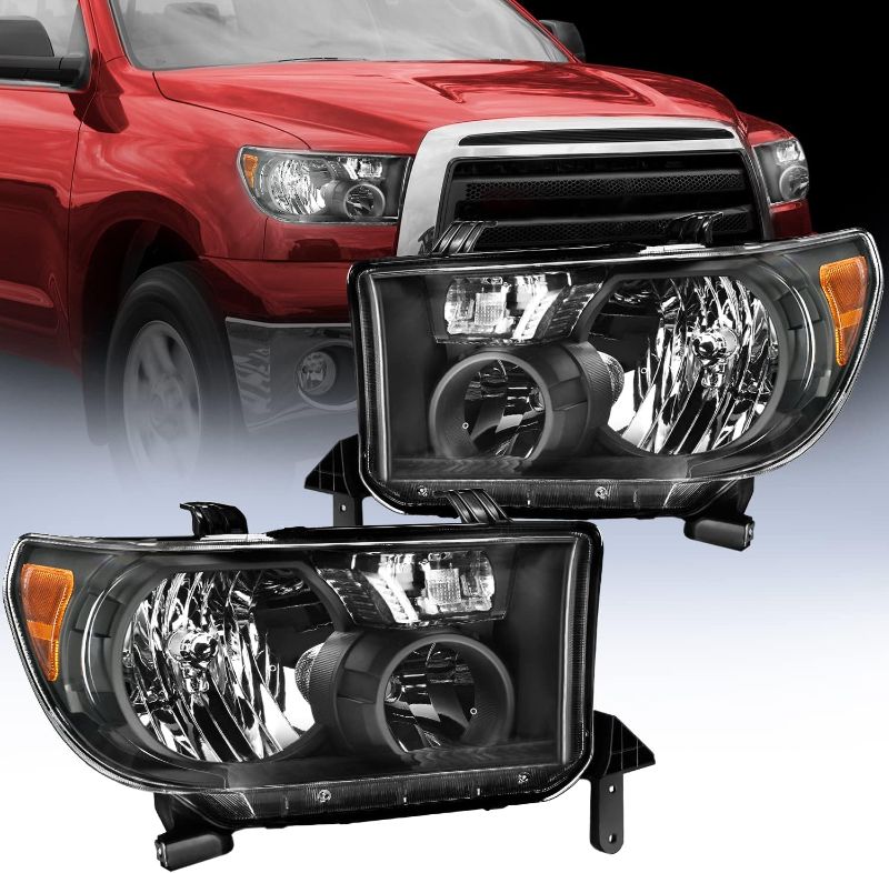 Photo 1 of Nilight Headlight Assembly for 2007 2008 2009 2010 2011 2012 2013 Toyota Tundra 2008-2017 Sequoia Headlamps Replacement Black Housing Amber Reflector Driver and Passenger Side, 2 Years Warranty

