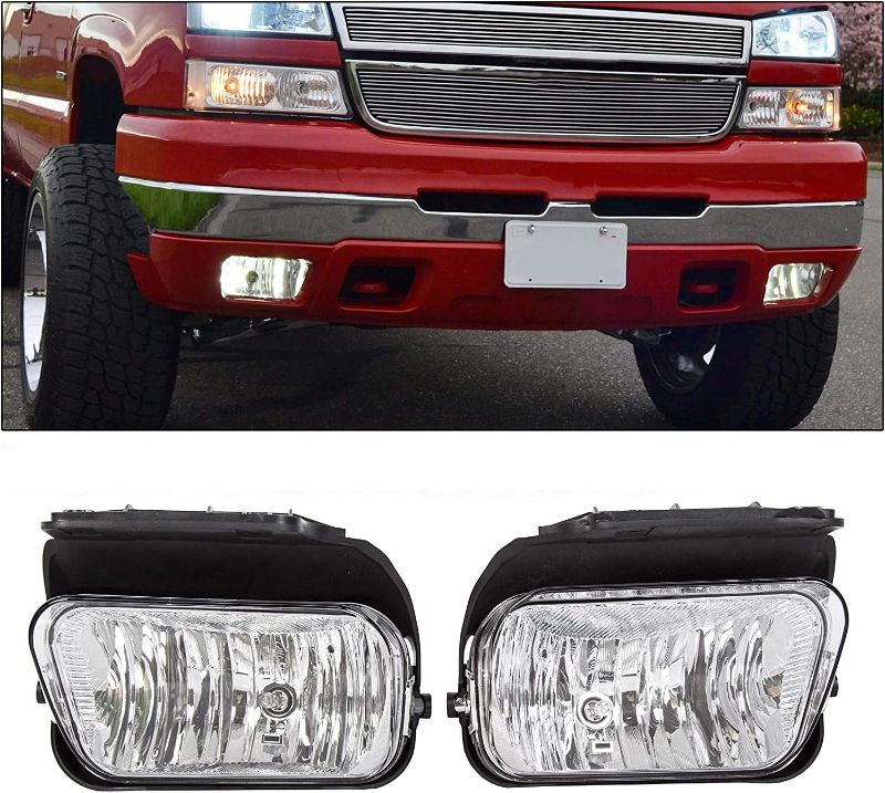 Photo 1 of HECASA Pair Bumper Fog Lights Compatible with 2003-2007 Chevy Silverado 2002-2006 Chevy Avalanche Fog Lamps w/Bulbs Replacement for 15190983 15190982 GM2593127 GM2592127
