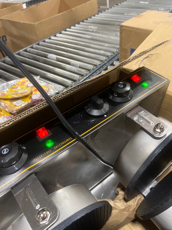 Photo 1 of WICHEMI Ice Cream Cone Maker Commercial Waffle Cone Maker Machine Stainless Steel Electric Cone Waffle Maker Non-Stick Double Head Egg Roll Mold for Restaurant Home Use, 110V 2400W Double Head, 2400W