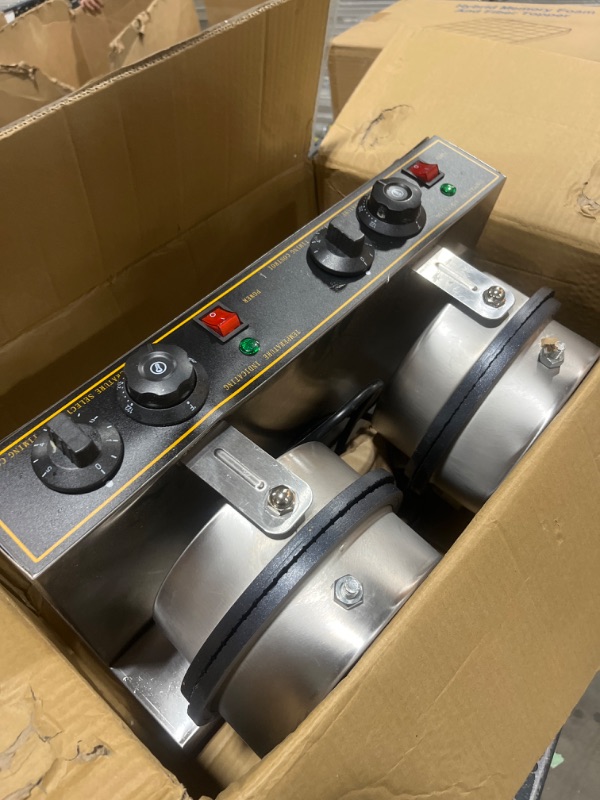 Photo 1 of WICHEMI Ice Cream Cone Maker Commercial Waffle Cone Maker Machine Stainless Steel Electric Cone Waffle Maker Non-Stick Double Head Egg Roll Mold for Restaurant Home Use, 110V 2400W Double Head, 2400W