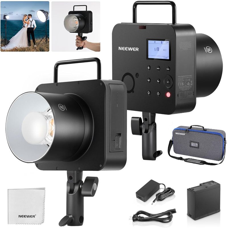 Photo 1 of NEEWER Q4 400Ws 2.4G TTL Outdoor Studio Flash (New Look), 1/8000s HSS/2800mAh Battery/30W Modeling Lamp/400 Full Power Flash Strobe Light Photography Bowens Mount Monolight with Cleaning Cloth
