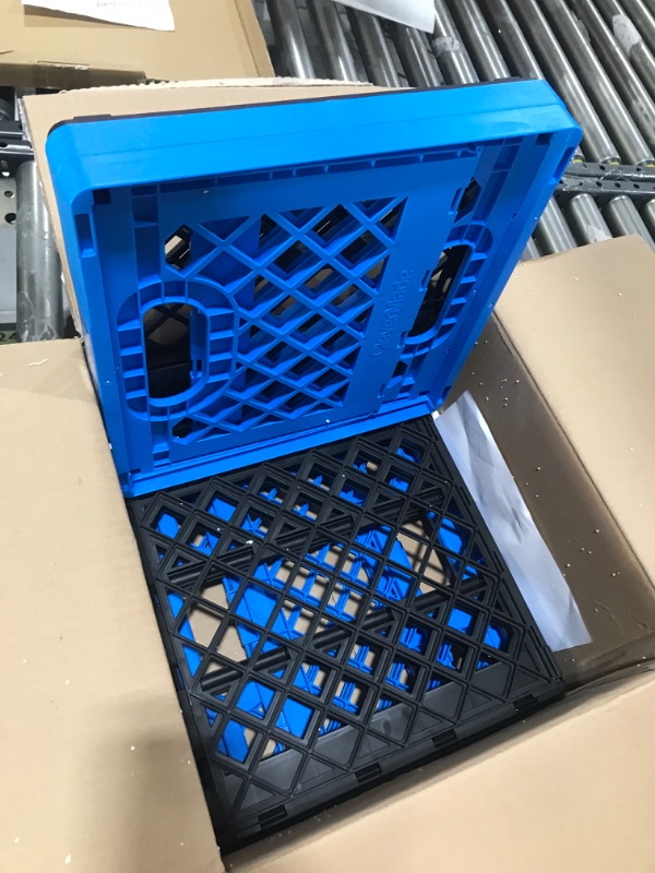 Photo 2 of CleverMade Collapsible Milk Crate, 25L Neptune Blue, 2 Pack