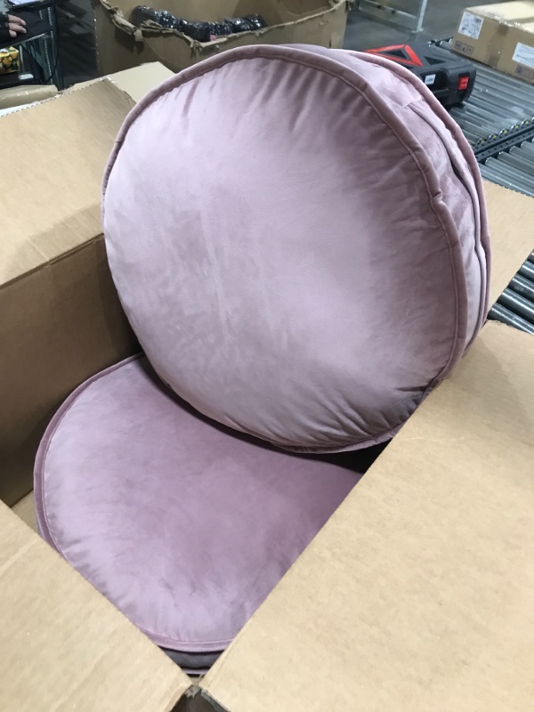 Photo 2 of 2 PACK, YIUOR Velvet Pouf for Nursery Floor Cushion Soft Round Throw Pillow Room Seat Mattress Bean Bag Chair for Reading Nook(19.7IN,Dusty Rose) Dusty Rose 19.7IN