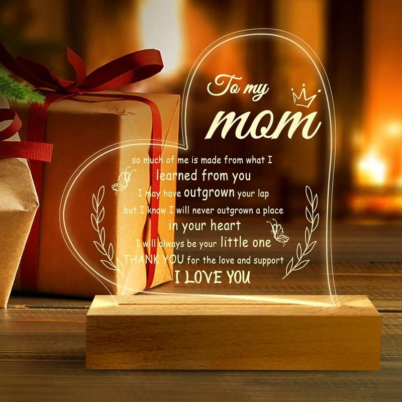 Photo 1 of Mothers Day Gifts for Mom from Daughter Son, Acrylic Engraved Night Light 15 * 19CM Presents, Birthday Gifts for Mom, Stepmom 02
