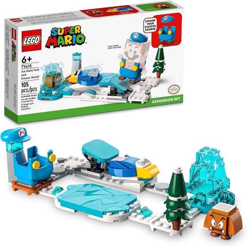 Photo 1 of LEGO Super Mario Ice Mario Suit and Frozen World Expansion Set 71415, Collectible Buildable Game with Figure Costume plus Cooligan and Goomba Enemy Figures
