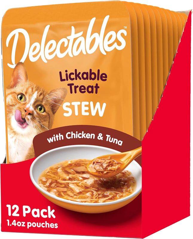 Photo 1 of Hartz Delectables Stew Lickable Wet Cat Treats for Adult & Senior Cats, Chicken & Tuna, 1.4 Ounce (Pack of 12) --- EXP. 01-22-2026
