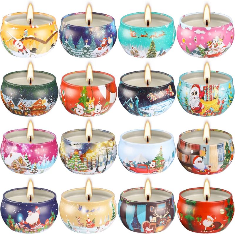 Photo 1 of 16pcs Christmas Scented Candles Set, 2.5oz Aromatherapy Candles Gift for Women, 16 Fragrances Soy Wax Candle for Christmas Holiday Thanksgiving Mother's Day
