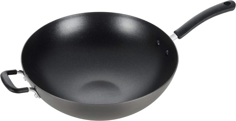 Photo 1 of T-fal, Ultimate Hard Anodized, Nonstick 14 in. Wok, Black, E76589, 14 Inch, Grey AND T-fal, Ultimate Hard Anodized, Nonstick 10.25 In. Square Griddle, Black, E76513, 10.25 Inch, Grey