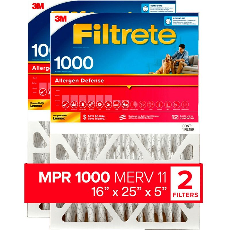 Photo 1 of 3M Filtrete 5-in. MPR 1000 Allergen Defense Furnace Filters - 16x25x5 - 2-Pack
