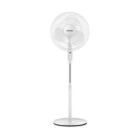 Photo 1 of PELONIS 2021 16 Pedestal Remote Control Oscillating Stand up Fan 7-Hour Timer 3-Speed and Adjustable Height PFS40A4BWW 16-inch AC Motor White
