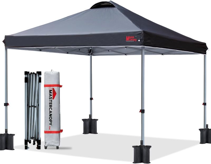 Photo 1 of MASTERCANOPY Durable Pop-up Canopy Tent with Roller Bag (Black)
