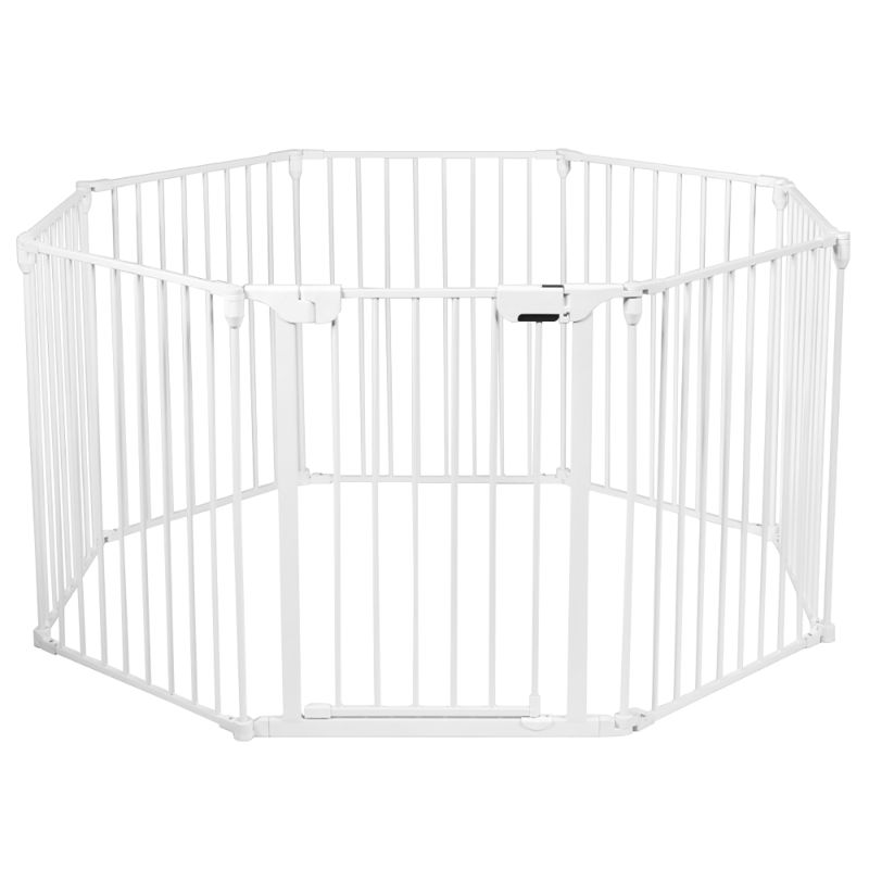 Photo 1 of 8 Panel Baby Safe Metal Gate Play Yard Barrier Pet Fence Wall Mount Adjustable
