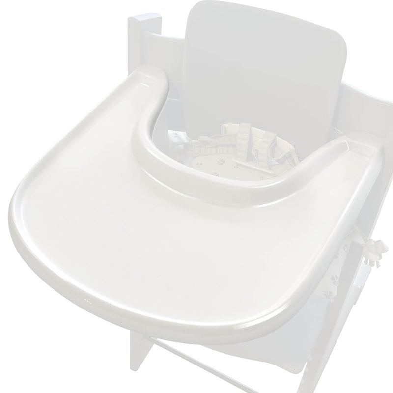 Photo 1 of Baby High Chair Tray Compatible with Stokke Tripp Trapp Chair (V2 and Beyond) with Smooth Surface and Strong Suction Power Made of Food-Safe Plastic (BPA BPS BPF Lead Phthalate Free) - White
