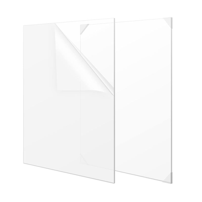 Photo 1 of (2 Pack) 1/8" Thick Clear Acrylic Sheets - 12'' x24'' Pre-Cut Plexiglass Sheets for Craft Projects, Signs, Sneeze Guard (12‘’×24‘’, 2)
