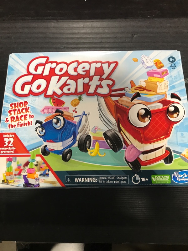 Photo 2 of Grocery Go Karts Board Game for Preschoolers and Kids Ages 4 and Up, Building Game with Mini Groceries, Preschool Games for 2-4 Players White